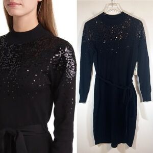 NWT Eliza J Sequin Belted Long Sleeve Sweater Dress Black
Long sleeve size XL